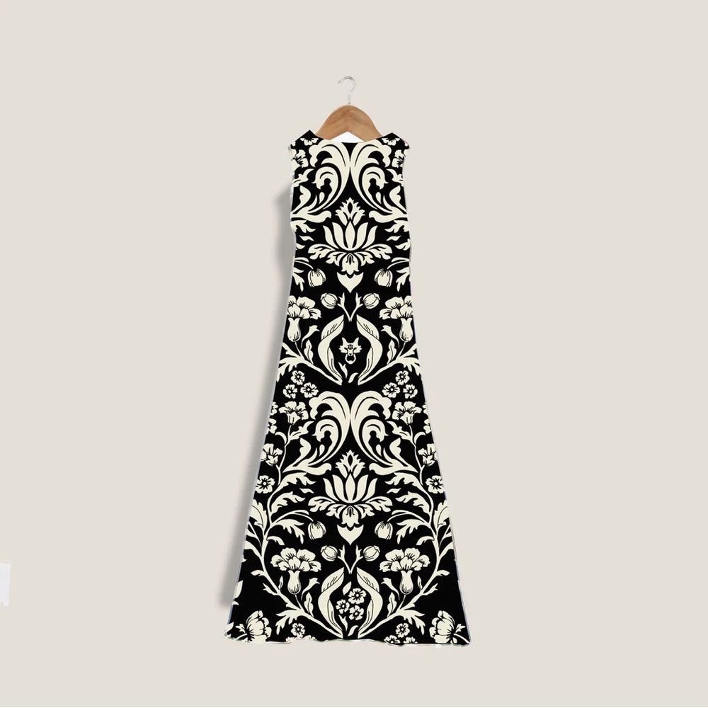 MME.Mink FLEUR Garden Dress Maxi Gown Black white Noir Size Small S - Picture 2 of 6